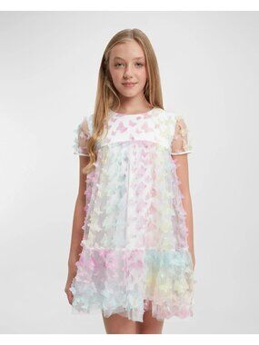 Bardot Junior Girls 3D Butterfly Tiered Dress Rainbow NWT Size 14 MSRP $120
